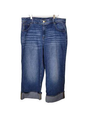 Talbots Straight Ankle Cuff Jeans Med Wash Sz 18 Casual Denim Capsule Wardrobe